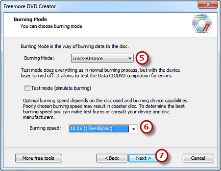 Select Burning Mode and Burning Speed