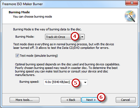 Select Burning Mode and Burning Speed