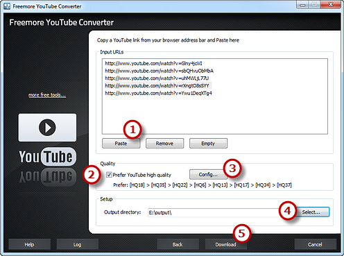 Paste YouTube Video URLs & Choose Download Settings