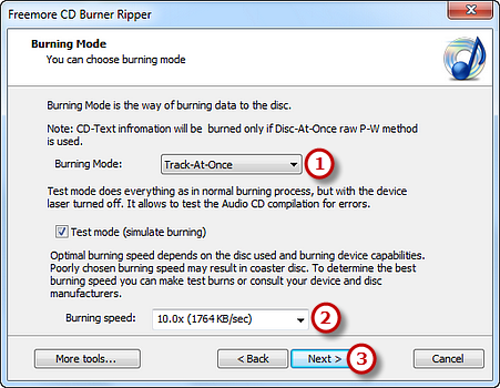 Select Burning Mode and Burning Speed