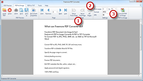 Select Page Range, Output Format & Quality