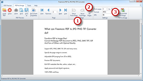 Select Page Range, Output Format & Quality