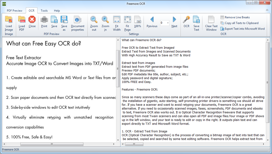 Freemore OCR screen shot