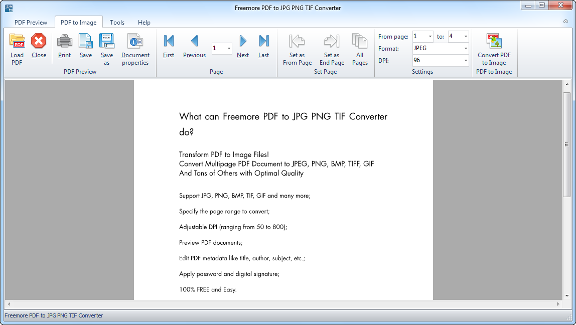 Freemore PDF to JPG PNG TIF Converter